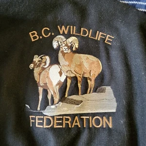 Chaqueta BC Wildlife Federation Abrigo Oveja Forrado Bordado Canadá L Grande - Imagen 1 de 11