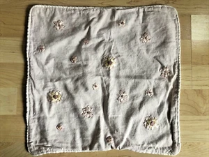 Cape Elizabeth Beige Linen Blend Ribbon Embroidered Floral Pillow Cover 15” - Picture 1 of 8