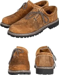 Zapatos Lederhosen para hombre - Botas de cuero real - Oktoberfest - Marrón oliva - Imagen 1 de 5
