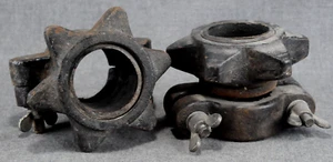 Vintage Set of Olympic Size 2" Spin Lock Weight Bar Collars 5.5lbs ea. (2.5 KG) - Picture 1 of 3