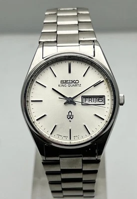 Vintage 1977 SEIKO King Quartz 4823-8110 Silver Day/Date Men's Wrist Watch JPN - Image 1 of 4