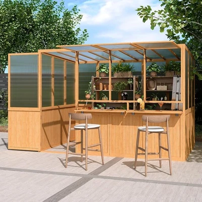 6x10 Ft Wood Greenhouse Lean to Walk in Greenhouse with Window & Lockable Door - Image 1 of 4