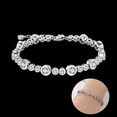 KUNSIR 925 Sterling Silver Tennis Bracelet for Women Adjustable Bubble Bracelet - Image 1 of 4