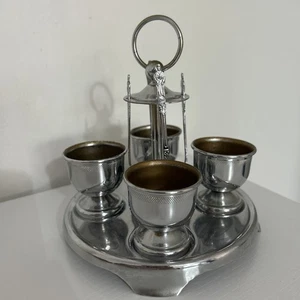 Vintage 1960's Vintage Boiled Egg Breakfast Set Inc Egg Cups & Apostle Spoons - Picture 1 of 12