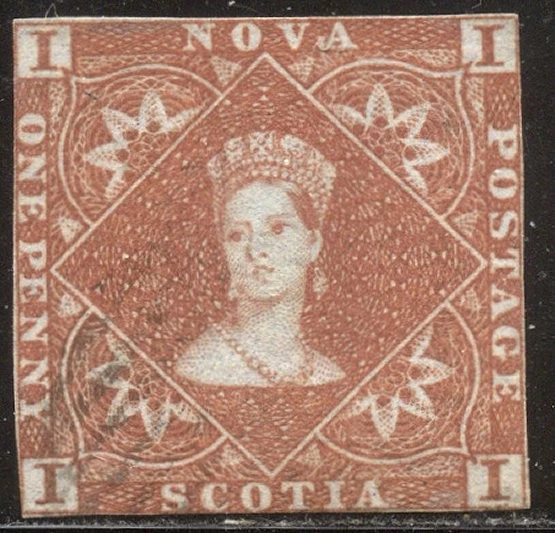 NOVA SCOTIA #1 Used - 1853 1p Red Brown - Image 1 of 1