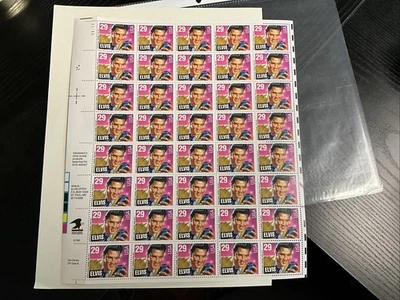 USPS Elvis Presley Stamps Rock & Roll 1992 Full Sheet of 40 - 29 cents - Image 1 of 3