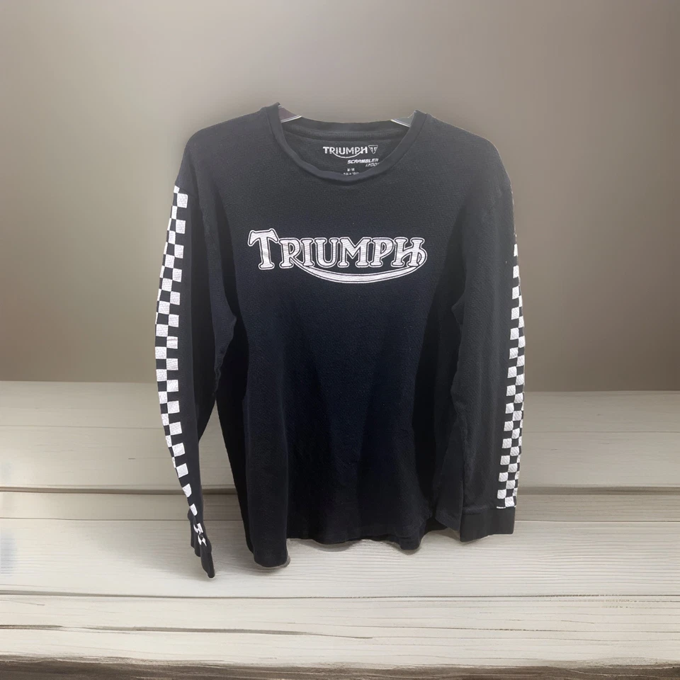 Camisa Triumph Scrambler 1200 XE Negra Blanca A Cuadros Manga Larga Waffle Talla MEDIANA Foto 1 de 4