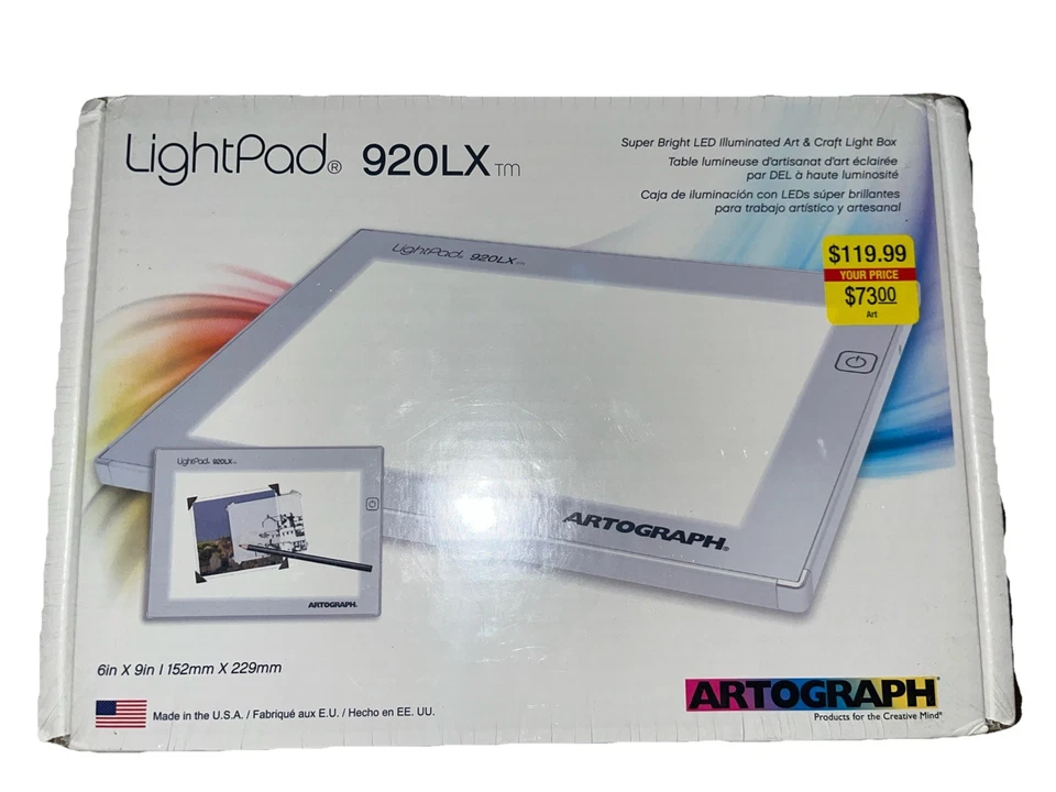 Caja de luz LED súper brillante para arte y artesanía Artograph LightPad 920 LX 9 pulgadas x 6 pulgadas NUEVO Foto 1 de 4