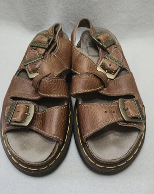 Sandalias Dr Martens Terry Marrón Cruzado Correa Cuero Zapatos Talla 6 Airware Foto 1 de 4