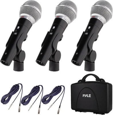 Pyle 3 Piece Professional Dynamic Microphone Kit Cardioid Black  - Image 1 of 4