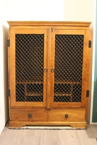 Rustic Solid Wood Indian Furniture Sheesham Hi-Fi TV Media Cabinet Cupboard - Picture 1 of 16