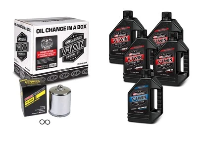 V-TWIN OIL CHANGE KIT SYNTHETIC W/ CHROME FILTER, SPORTSTER - Image 1 of 3