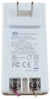 OEM Vivint Smart Home AC Adapter For V-AC1 Screw Terminal ZBPower ZB-A120025A-N - Image 1 of 4