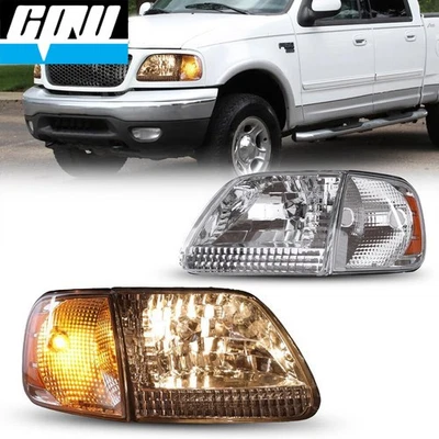 Headlights w/Corner Lights 1997-2003 For Ford F-150 97-02 Expedition Front Lamps - Image 1 of 4
