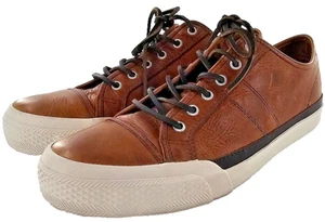 FRYE Brown Leather Low Top Lace Up Casual Sneaker Rubber Sole Men's Size 12 - Picture 1 of 10