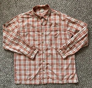 LL Bean Hemd Herren XL Reg braun kariert 100% Nylon Knopfleiste Langarm Taschen - Bild 1 von 8