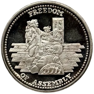 Johnson Matthey JM Freedom Of Assembly 1 oz .999 Fine Silver Round - Picture 1 of 2