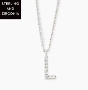 💎Touchstone Crystal Initial Necklace Sterling Silver Zirconia 15-18” New - Picture 1 of 1