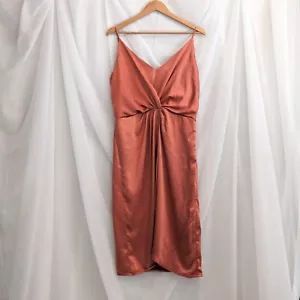 Pink Coral Satin Dress By Villa, Med/Large - Picture 1 of 7