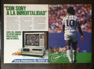 De colección 1983 Sony Betamax SL-5000 Pelé Español Español Dos Páginas Anuncio Original - Imagen 1 de 1