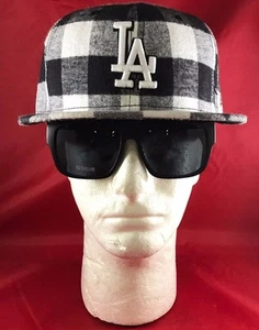 New Era 59Fifty MLB LA Dodgers Ajustado Blanco y Negro Sombrero a Cuadros Billete Plano - Imagen 1 de 8