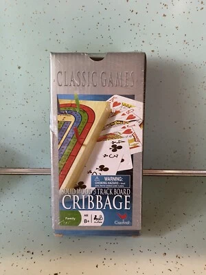 NEW Classic Games Cribbage Board Solid Wood 3 Track Board Cards Family Cardinal - Image 1 of 4