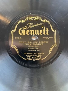 GENNETT 78 RPM NEW ELECTROBEAM CHARLES HART- YOU'D RATHER FORGET THAN FORGIVE / - Picture 1 of 5