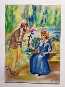 Pierre-Auguste Renoir Drawing on paper (Handmade) signed and stamped vtg art - Picture 1 of 5
