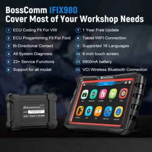 BOSSCOMM IFIX980 Automotive Full System OBD2 Scanner Bi-Directional Test IMMO - Picture 1 of 11