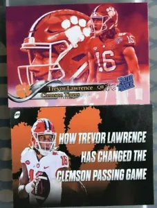 CLEMSON TIGERS 2x QB TREVOR LAWRENCE! TWO Rated Rookie Custom ACEO 2019 RC BIN!! - Picture 1 of 6