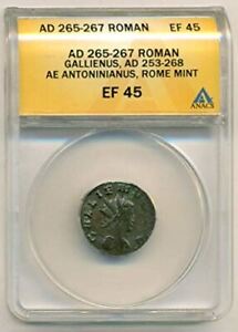 Roman Empire Gallienus AD 253-268 Rome Mint AE Antoninianus XF45 ANACS