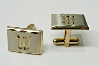 Vintage HICKOK fancy gold tone Letter W cufflinks - Image 1 of 2