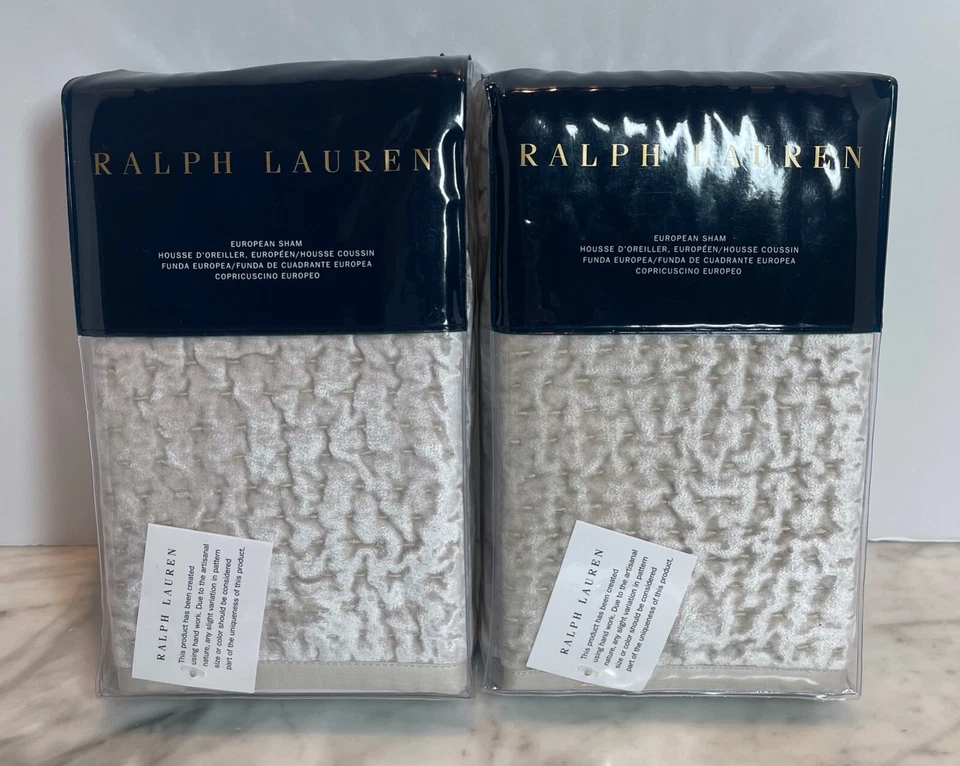 Ralph Lauren Dover Street Norris Euro Pillow Shams Set of 2 Gray