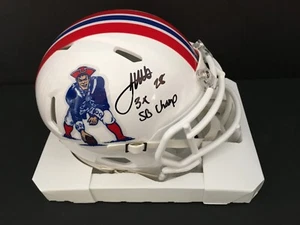 JAMES WHITE AUTOGRAPHED PATRIOTS RETRO SPEED MINI HELMET J.S.A. AUTHENTICATED - Picture 1 of 10