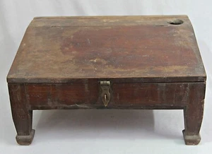 Rare Handcrafted Vintage Solid Wood Study Table Desk/Money Box: Multipurpose Use - Picture 1 of 24