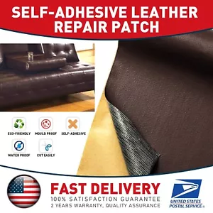 Brown Leather Repair Self-Adhesive Patch Stick on Sofa Clothing Car Seat Couch - Picture 1 of 14