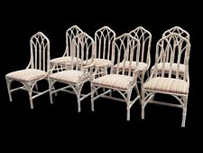 Vintage Henry Link Cathedral Style Rattan Bamboo Dining Chair Set 8