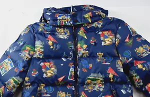 NWT Ralph Lauren Sz 5 Boys Navy Bear Duck Down Hood Zip Jacket Pony Pockets Logo - Picture 1 of 17