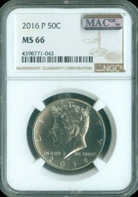 2016-P KENNEDY HALF DOLLAR NGC MS-66 MAC QUALITY✔️ - Image 1 of 2