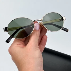 Saint Laurent Damen Sonnenbrille Gold Grün Oval SL692 003 BRANDNEU - Bild 1 von 13
