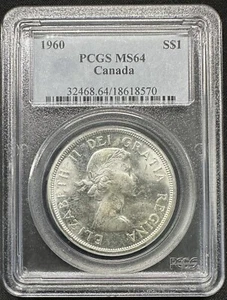Canada - 1960 Silver Dollar - PCGS MS64 - LUSTROUS & CHOICE SURFACES! - Picture 1 of 2