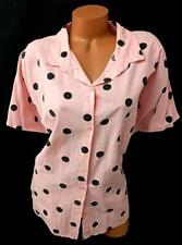 *Miss look pink black polka dot collared pocket short sleeve button down top 5XL