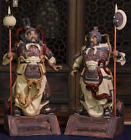 23 pouces porcelaine chinoise Wucai ancienne porte-dieu guerrier soldat paire de personnes