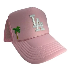 NUEVO SOMBRERO GORRA PALMERA LA PINK LOS ANGELES 5 PANELES CORONA ALTA CAMIONERO SNAPBACK - Imagen 1 de 4
