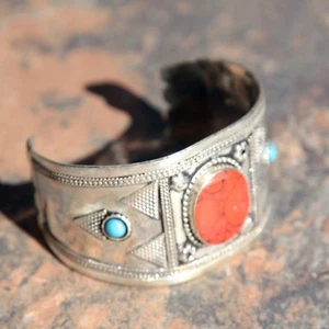 BRACELET (1pc) Turkman Tribal Dance ATS Real CORAL Belly Dance 502b9 - Picture 1 of 4