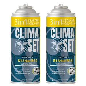 ClimaSet 2x 3in1 R134a aircokoelmiddel met afdichtmiddel en olie - Zdjęcie 1 z 4