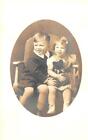 RPPC, CHILDREN'S STUDIO PORTRAIT William Frances~Eva Mary Smith c1940's Postcard