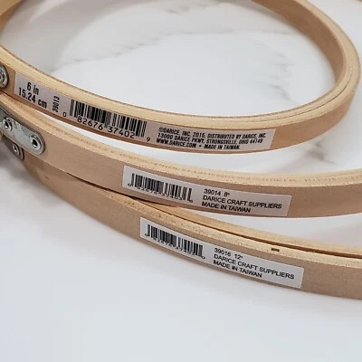 Lot of 3 Darice Wooden Embroidery Hoops Metal Screws Sizes 6" / 8" / 12" - Image 1 of 4