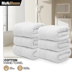 6 Pieces Premium 100% Cotton Hand Towels 16"x28" Ultra Soft Absorbent Towel Set - Picture 1 of 12