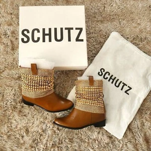 Botas SCHUTZ Abucena Caramelo Oscuro Funda Cuentas Doradas Para Mujer Talla EE. UU. 7.5 - Imagen 1 de 8